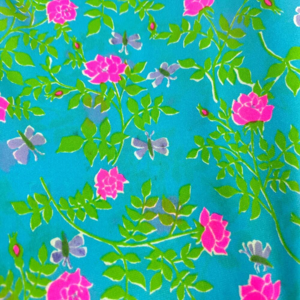 VTG Vanda Key West VIBRANT Blue Green Floral Pink One Shoulder Maxi Dress Size 6 - Picture 8 of 16